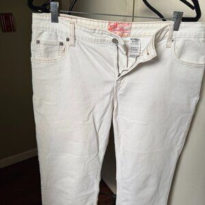 LEVIS STRAUSS STRETCH CAPRI SIZE 14 CREAM COLOR  ZIPPER